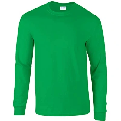 Image of Gildan Mens Plain Crew Neck Ultra Cotton Long Sleeve T Shirt (L) (Irish Green)