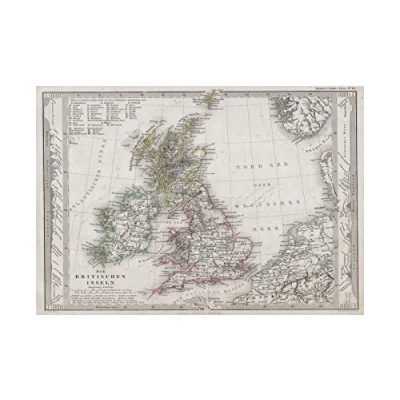 Image of Wee Blue Coo Map Stieler 1862 British Isles UK Ireland Picture Wall Art Print