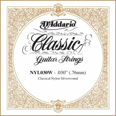 Image of D&#039;Addario .030 Silver Plated Copper Single String for Classical Guitar