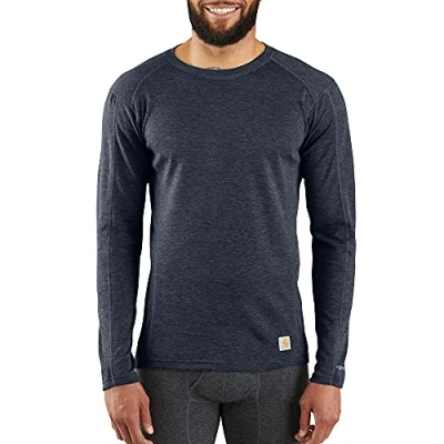 Image of Carhartt Men&#039;s Base Force Heavyweight Polyester Wool Crew Layer Top, Deep Navy Heather, XL