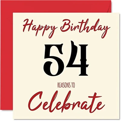Image of Fun 54th Birthday Cards for Men Woman Reasons To Happy Card Dad Mum Grandad Nanny Grandma Uncle Auntie Cousin Friend, 145mm x Greeting Cards,