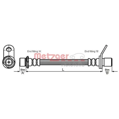 Image of 9008094A65 Brake Hose METZGER 4110012 350mm F10x1 TOYOTA: Avensis I Liftback