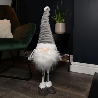 Image of Samuel ALEXANDER 67cm Standing Plush Christmas Gonk with Grooved Hat in Grey