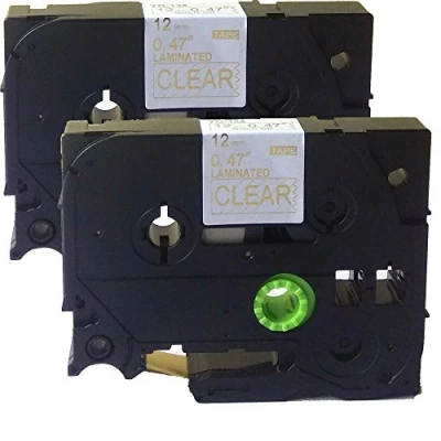 Image of NEOUZA 2PK Compatible for Brother P Touch Laminated TZe TZ Label Tape Cartridge 12mm x 8m (TZe 134 Gold on Clear)