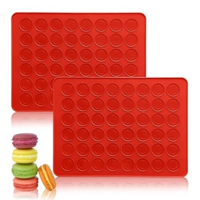 Image of 2PCS Macaron Baking Mat, Macaroons Mats Non Stick Silicone Pastry Mat Reusable Sheets Tray Oven Liner with 48 Holes for Macarons Cookies Dessert