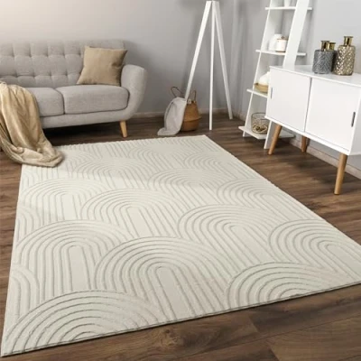 Image of Paco Home Area Rugs Livingroom Short Pile Large Rug Bedroom Scandi Pattern Aztec Geometric Pattern, Size:200x280 cm, Colour:Cream 5