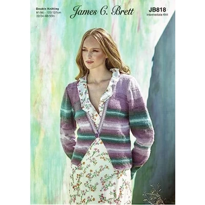 Image of James Brett Womens Double Knit Knitting Pattern Ladies V Neck Cardigan (JB818)