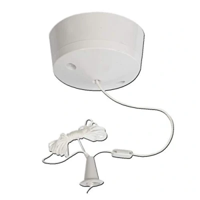 Image of 10A 1 Way Pull Cord Light Fan Switch Toilet Kitchen Bathroom Basement 1.7M Long String Pullcord White Round Ceiling Mounted