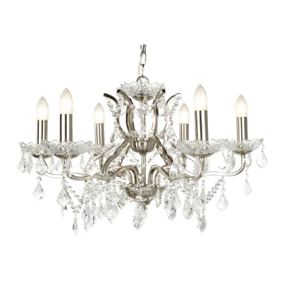 Image of Paris 6 Light Chandelier Satin Silver Finish, E14