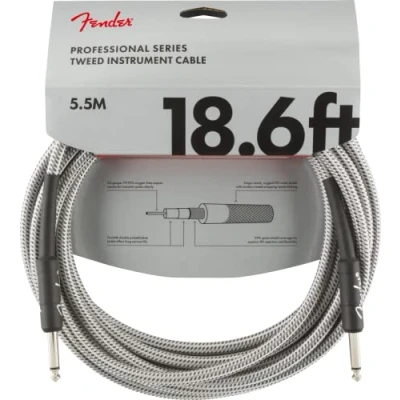 Image of Fender Professional Series Instrument Cable 18.6 ft STR/STR White Tweed,5.5 Metre