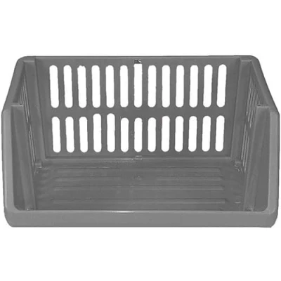 Image of Silver Plastic Stacking Basket Multi Purpose Storage Rack Stand Stackable Shelves Large Baskets For Vegetable Fruit Food Stationary Organize Racks 35cm (Single Basket)