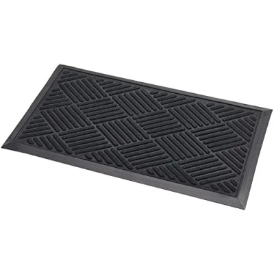 Image of Addis Thirsk Door Mat Highly Absorbent 100% Polypropylene Parquet Design Pile 70 x 40 cm Black, 70_x_40_cm, 517496
