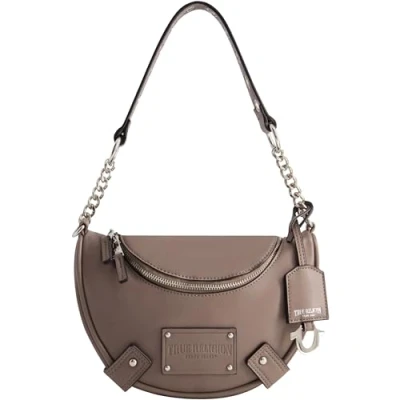 Image of True Religion Women&#039;s Shoulder Bag Purse, Faux Suede Small Hobo Handbag with Chain Handle, Taupe