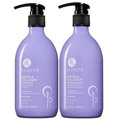 Image of Luseta Biotin shampoo and Conditioner Set for Hair Growth, Anti Loss volume Thickening with Collagen, Sulfate Paraben free, Argan Oil to Repair Split Dry Salon Quality 2x500ml