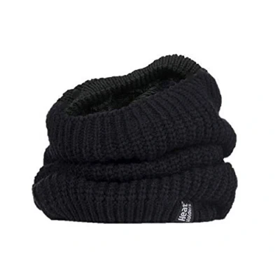Image of HEAT HOLDERS Ladies GENUINE Thermal Winter Warm Neck Warmer 3.4 Tog Fleece Chunky Knit Snood Scarf (Boden Black Warmer)