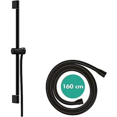 Image of Hansgrohe 24400670 Unica bar Pulsify S 65 cm with push slider and Isiflex hose 160 cm, matt black, shower rail 65cm