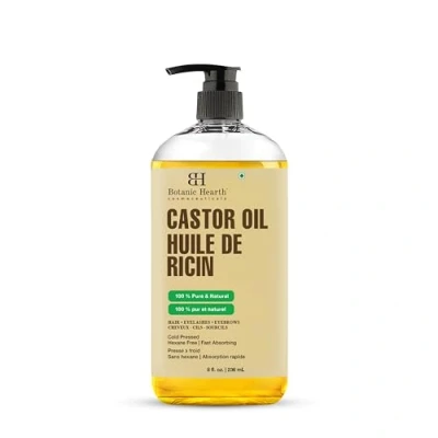 Image of Botanic Hearth Castor Oil Usda Certified Organic 100% Pure &amp; Hexane Free Cold Pressed Growth For Eyelashes, Eyebrows, Hair 8Fl Oz