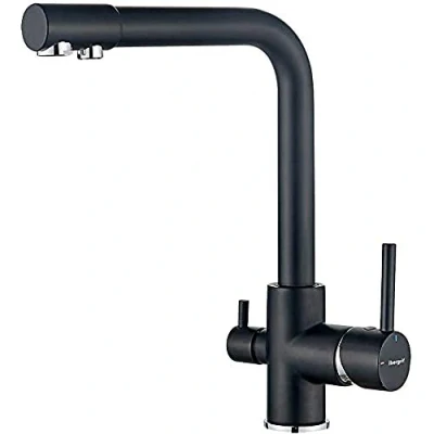 Image of Ibergrif M22109B Dual Handle Kitchen, 3 in 1 Sprayer for Mixer Tap and Water Filter Purifier, Black