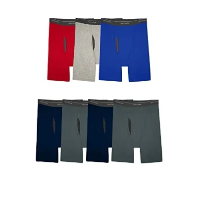 Image of Fruit of the Loom Men&#039;s Coolzone (Assorted Colors) Boxer Briefs, Long Leg 7 Pack Assorted Colors, L UK