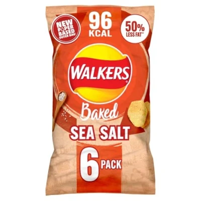 Image of Walkers Oven Baked Sea Salt Crisps 6 x 22g