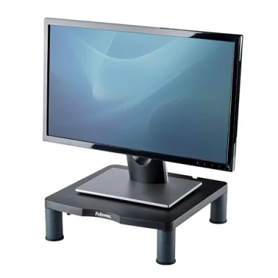 Image of Fellowes Computer Monitor Stand with 3 Height Adjustments Standard Riser Cable Management Ergonomic Adjustable for Computers Max Weight 27kg/Max Size 21&quot; Graphite