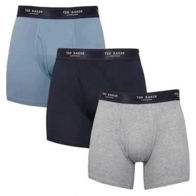 Image of Ted Baker Mens 3 Pack Boxer Briefs Navy/Prov Blue/Grey Heather M