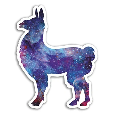 Image of 2 x 10cm Space Llama Vinyl Stickers Alpaca Fun Sticker Laptop Luggage #18317 (10cm Tall)