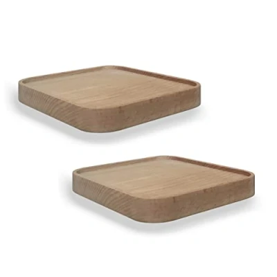 Image of anaan Raft Floating Shelf wood square Wall Mounted Showcase Hanging Planter Storage Wooden for plants photo candle Invisible Decoration Design Set of 2 (Square 5.9 inch)