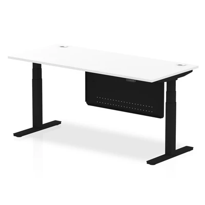Image of Air 1800x800 Height Adjustable Desk White CP Black Leg Modesty Panel