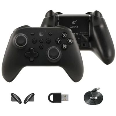 Image of Gulikit KK3 Pro Wireless Controller for Switch/Switch OLED, Bluetooth PC/Steam Deck, Hall Joysticks/Trigger, 1000Hz Polling Rate, Maglev/Rotor/HD Vibration, Hyperlink Adapter (Black)