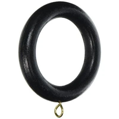 Image of Merriway BH05958 (10 Pcs) Wooden Curtain Drapery Pole Rod Rings with Screw Eye, Inner Diameter 45 mm (1.3/4 Inch) Outer 64 (2.1/2 Inch), Black Pack of 10 Pieces