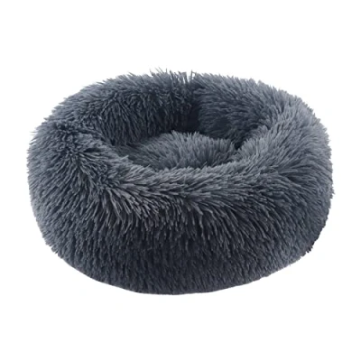 Image of BVAGSS Anxiety Dog Bed, Round Plush Donut Bed Cat Marshmallow Fluffy Cuddler Washable Calming Puppy for Small Dogs XH034 (Diameter:40 cm, Dark Grey)