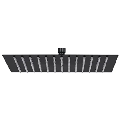 Image of vidaXL Square Rain Shower Head 40x40cm Stainless Steel in Elegant Black Finish with Adjustable Spray Angle and Easy Clean Silicone Nozzles