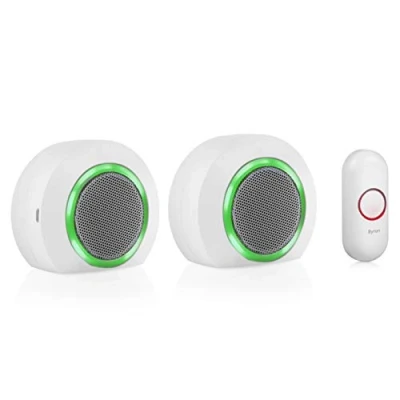 Image of Byron DBY 23524UK Wireless Doorbell Set, Twin Pack, 175 m Range, 16 Melodies, Visual Alert System, White