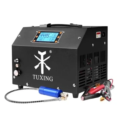 Image of TUXING PCP Air Compressor 4500Psi/300Bar, LCD Display Version, Adjustable Auto Stop High Pressure Compressor, Equipped with Water Cooling System, for Rifles/Airguns Scuba Tank