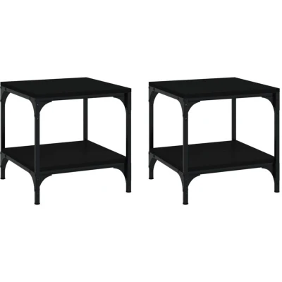 Image of vidaXL Side Tables 2 pcs Black 40x40x40 cm Engineered Wood