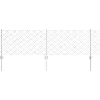 Image of vidaXL Chain Link Fence with 10 U Posts Silver 0.6x10 m Steel