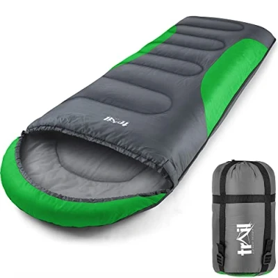 Image of Trail Envelope Sleeping Bag With Snug Hood, Single Adult, 3 Season, Water Resistant, Lightweight Compact Bag, Outdoor, Camping, 250g Insulated Filling