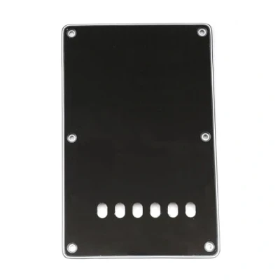 Image of Musiclily 6 Hole ST Back Plate Tremolo Cavity Cover for China Squier Electric Guitar, 3Ply Black