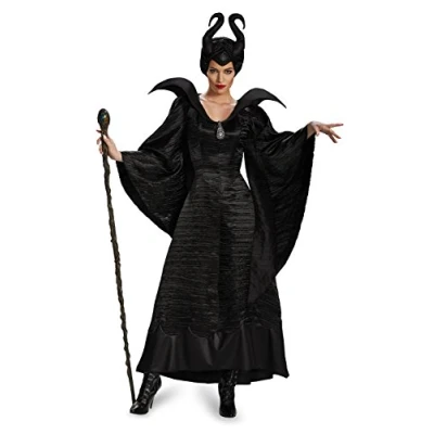 Image of DISGUISE Adult Deluxe Maleficent Christening Black Gown Fancy dress costume Size 8/10