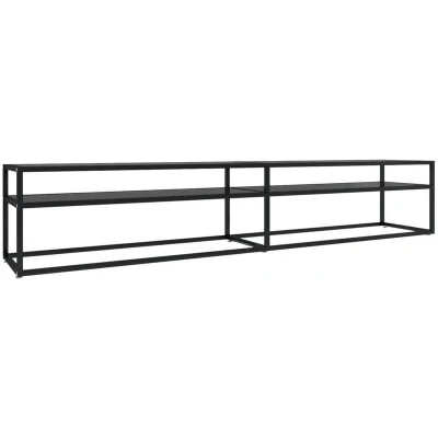 Image of vidaXL TV Cabinet Black 220x40x40.5 cm Tempered Glass