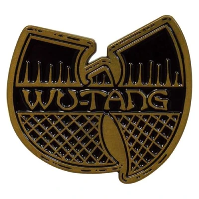 Image of Rock Off officially licensed products Wu Tang Clan Black &amp; Gold Logo Pin Badge One Size