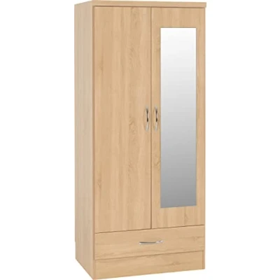 Image of Seconique Nevada Mirrored 2 Door Wardrobe in Sonoma Oak Effect