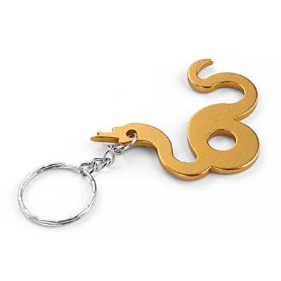Image of Komonee Snake Gold Metal Key Chain Adder Ring Serpent Keychain Reptile Keyring
