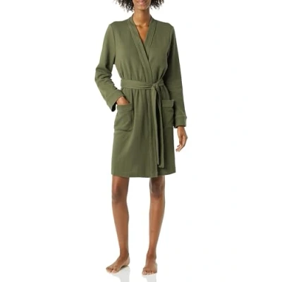 Image of Amazon Essentials Women&#039;s Lightweight Waffle Mid Length Robe (Available in Plus Size), Olive, M