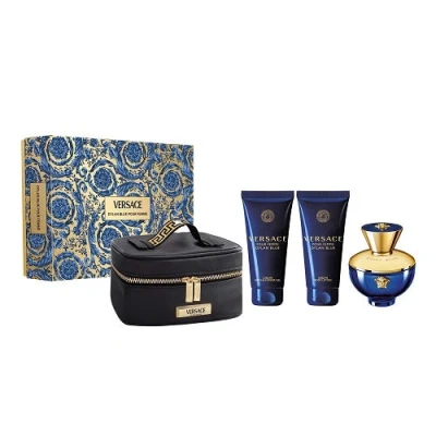 Image of Versace Pour Femme Dylan Blue 100ml EDP Spray + Bath &amp; Shower Gel Body Lotion Beauty Case Gift Set 2024