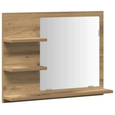 Image of vidaXL bathroom mirror cabinet wall mounted artisan oak cupboard with shelves engineered wood/glass 60x10.5x45 cm
