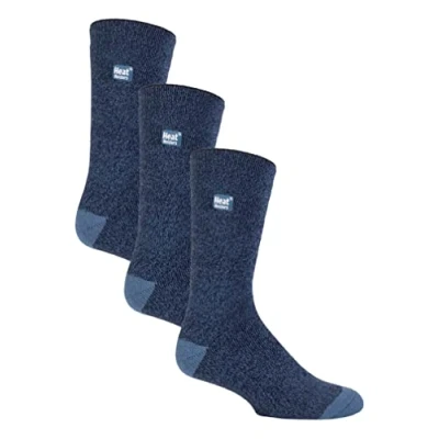 Image of HEAT HOLDERS Lite 3 Pair Multipack Mens Insulated Thermal Socks for Winter Thin &amp; Warm Dress (6 11, Blue)