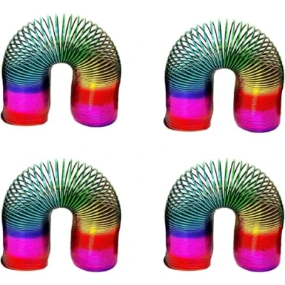 Image of SDMAX Rainbow Magic Spring, Slinky Spring Coil for Kids, Expandable Fidget Toy, Funny Stretching and Bouncing Toy (4X15CM)