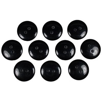 Image of Smartie Buttons Polyester Round 2 Hole Pack of 10 (Black, 15mm)